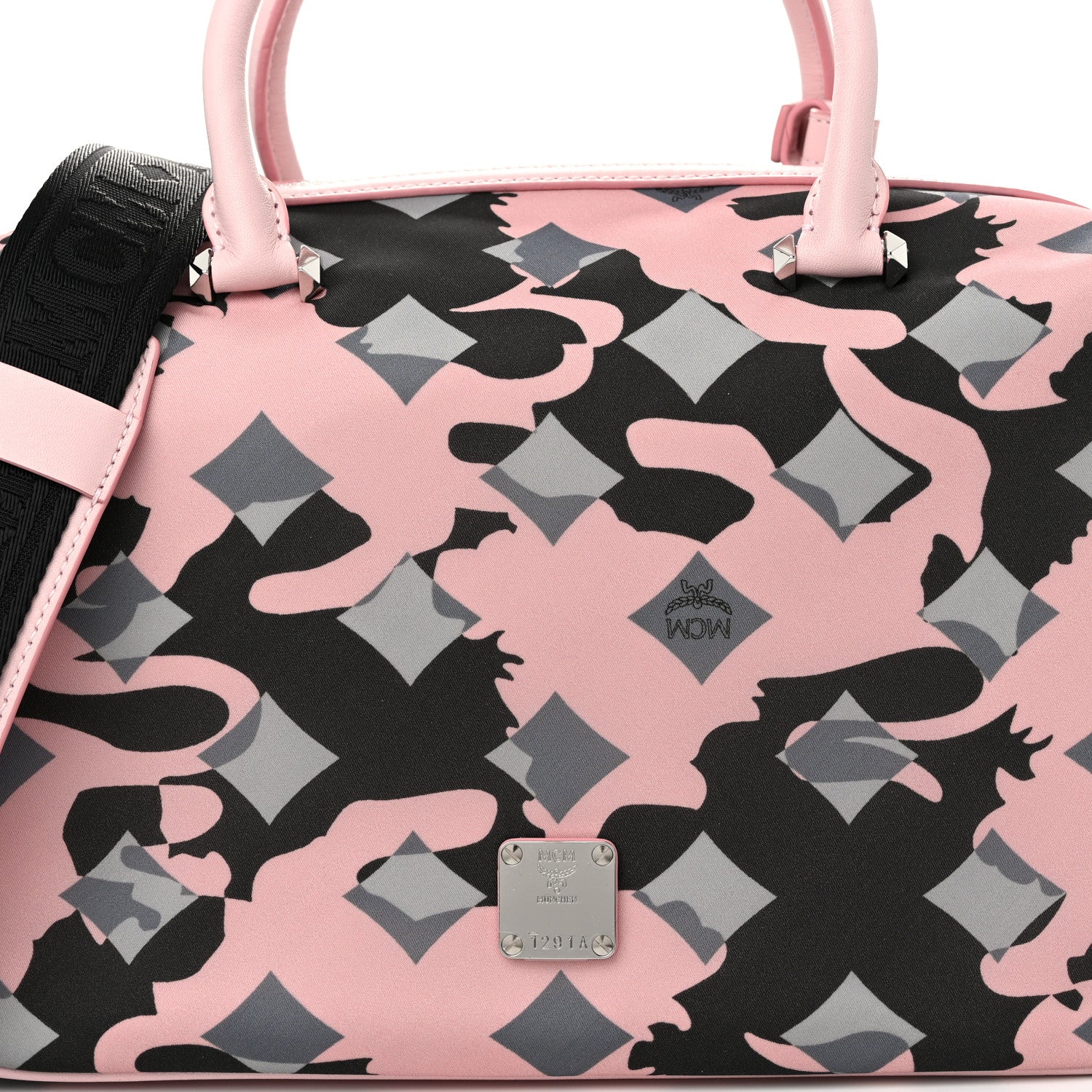 MCM Nylon Camo Top Handle Satchel Pink Blush 8 of 12