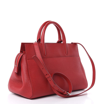 Saint Laurent Grained Calfskin Small Cabas Rive Gauche Red 3 of 14