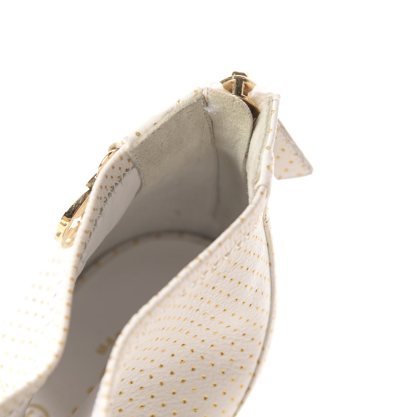 Calfskin Polka Dot Peep Toe Cut Out Pumps 37 White