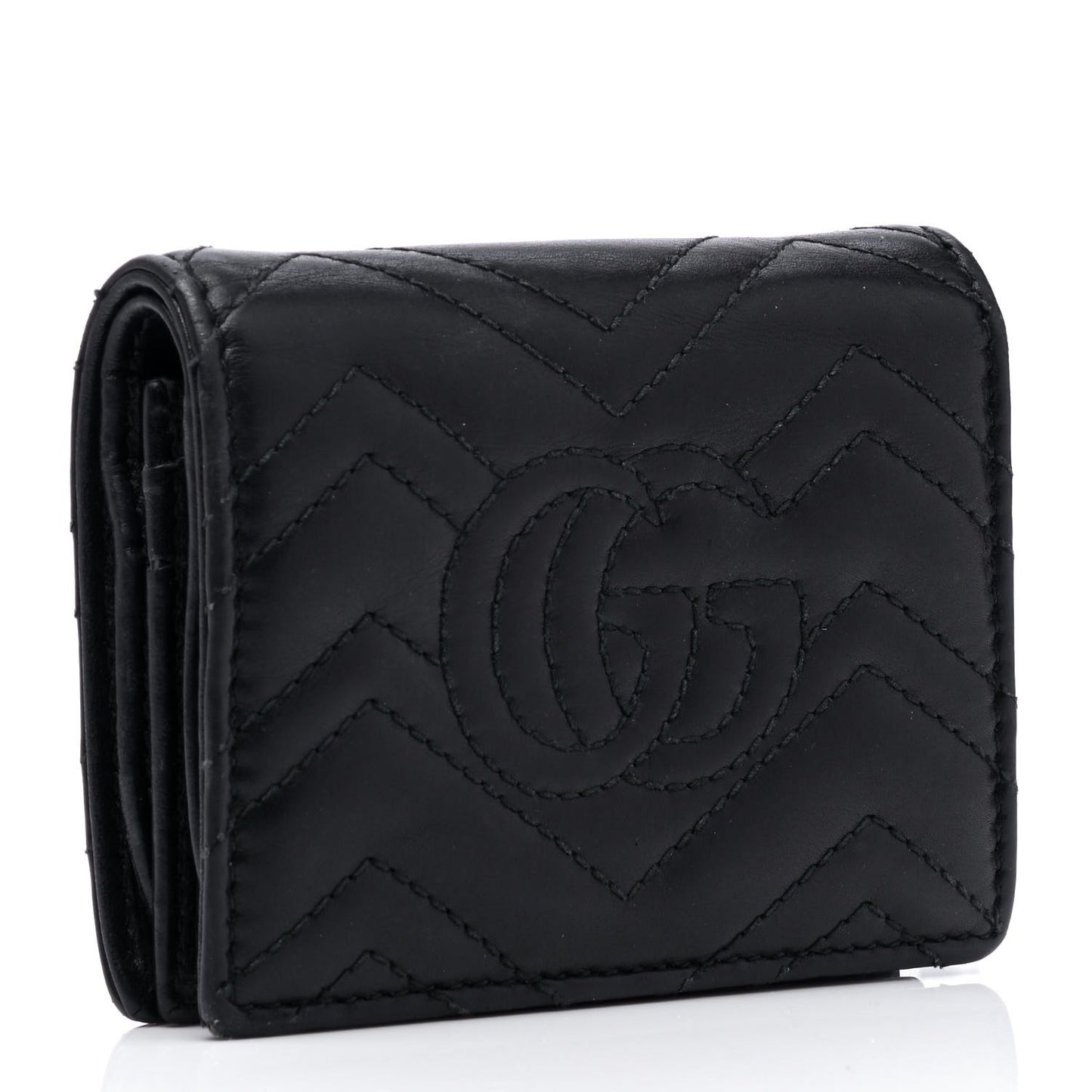 Calfskin Matelasse GG Marmont Card Case Black