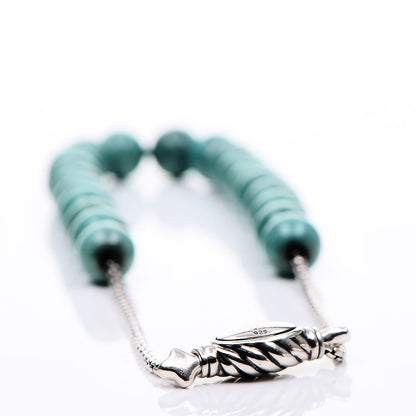 David Yurman Sterling Silver Turquoise 8mm Spiritual Beads Adjustable Bracelet 4 of 5