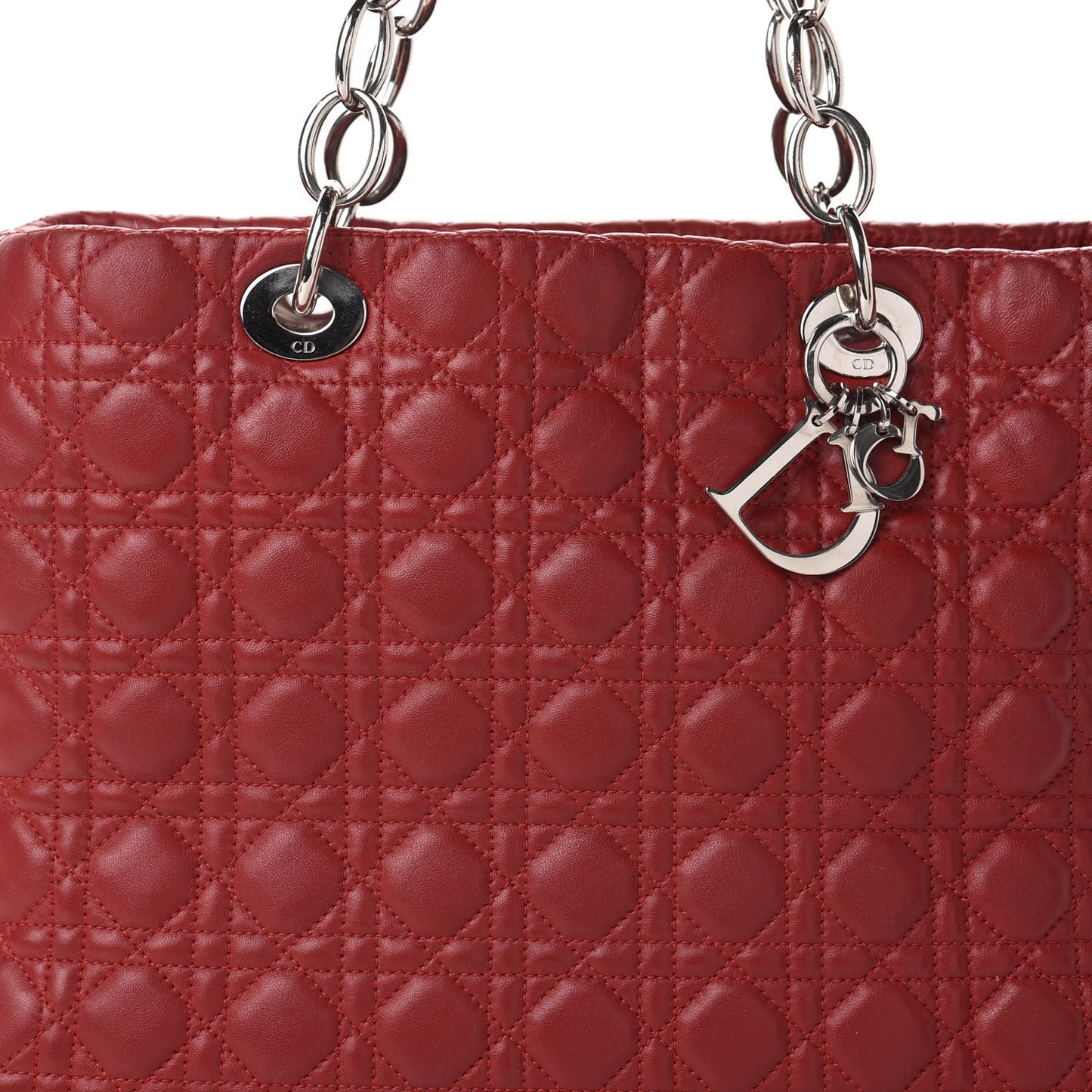 Lambskin Cannage Large Dior Soft Shopping Tote Red