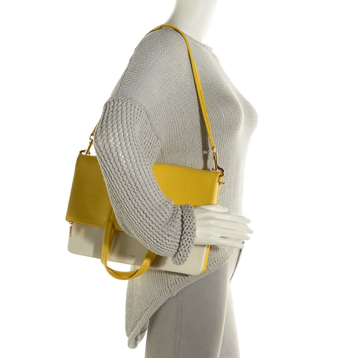 Calfskin Folded Cabas Yellow White