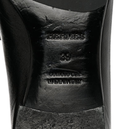 Hermes Goatskin Womens Paris Loafers 39 Black 8 of 9