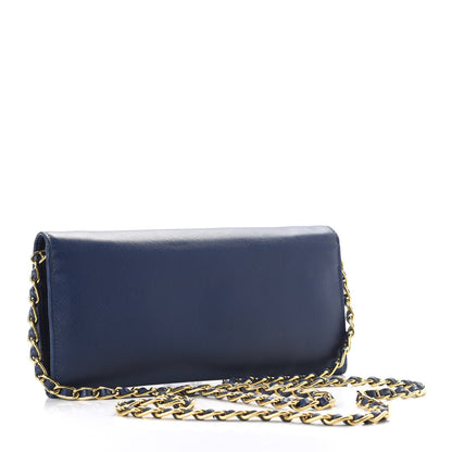 Prada Saffiano Metal Oro Chain Wallet Bleuette 3 of 12