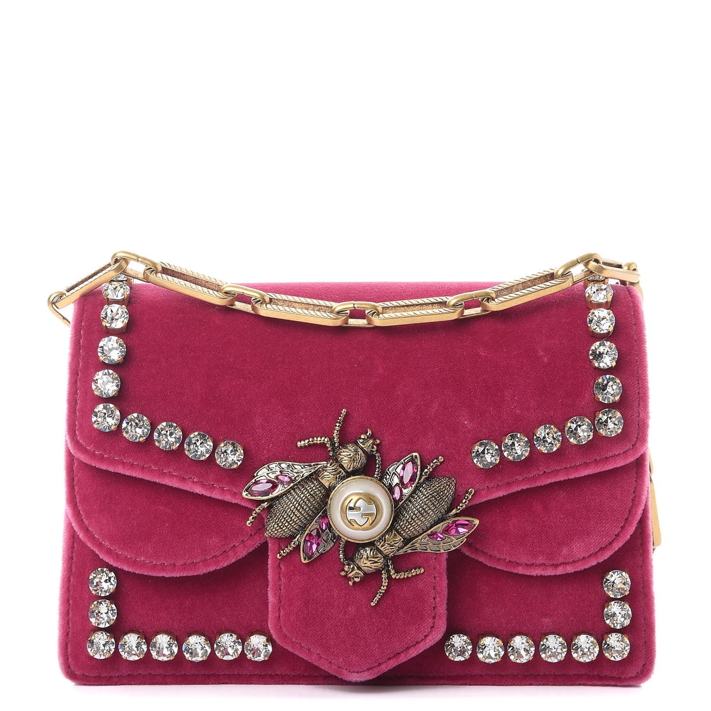 Velvet Crystal Mini Bee Broadway Shoulder Bag Light Raspberry Rose