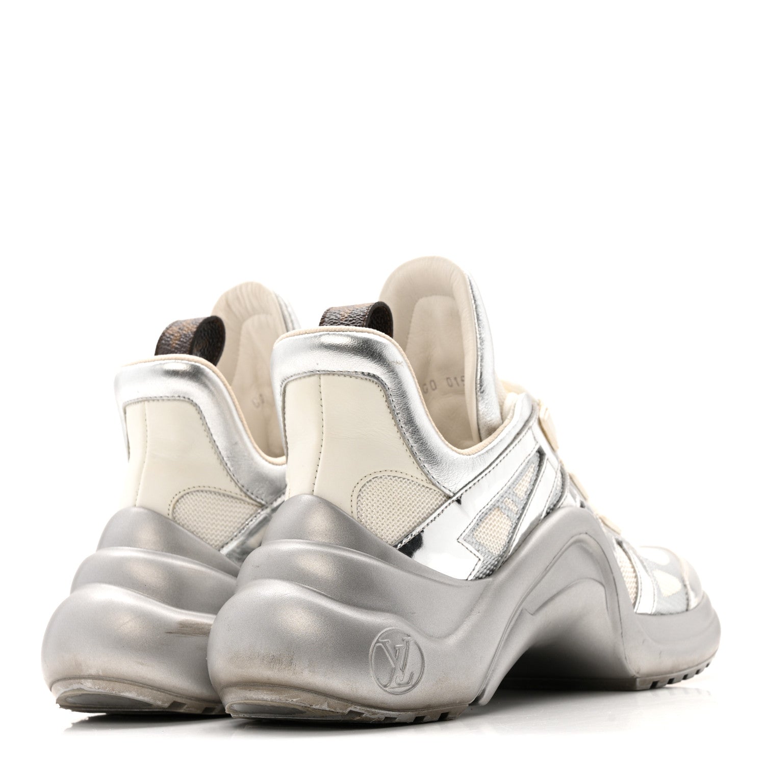 Louis Vuitton Metallic Calfskin Technical Nylon LV Archlight Sneakers 37 White Silver 5 of 14