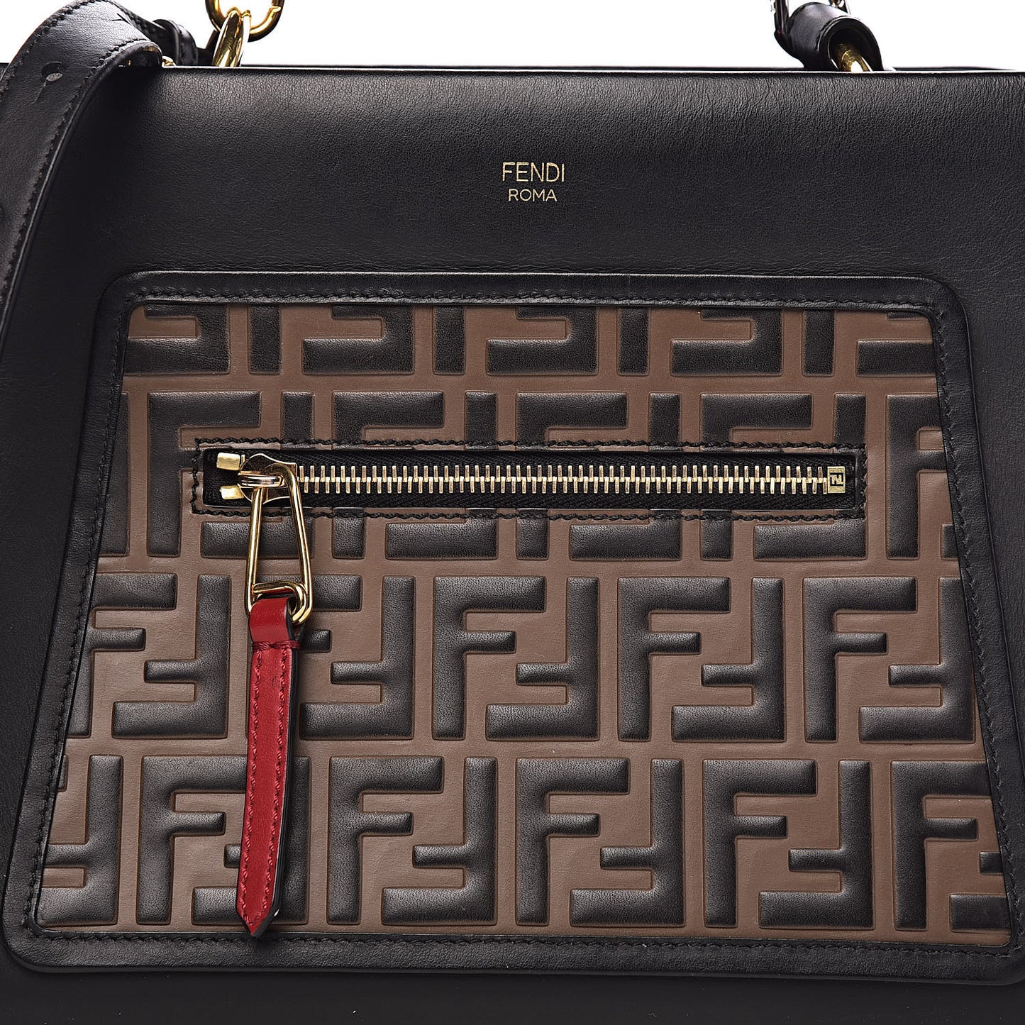 Vitello Century F is Fendi FF 1974 Embossed Small Runaway Satchel Black Maya