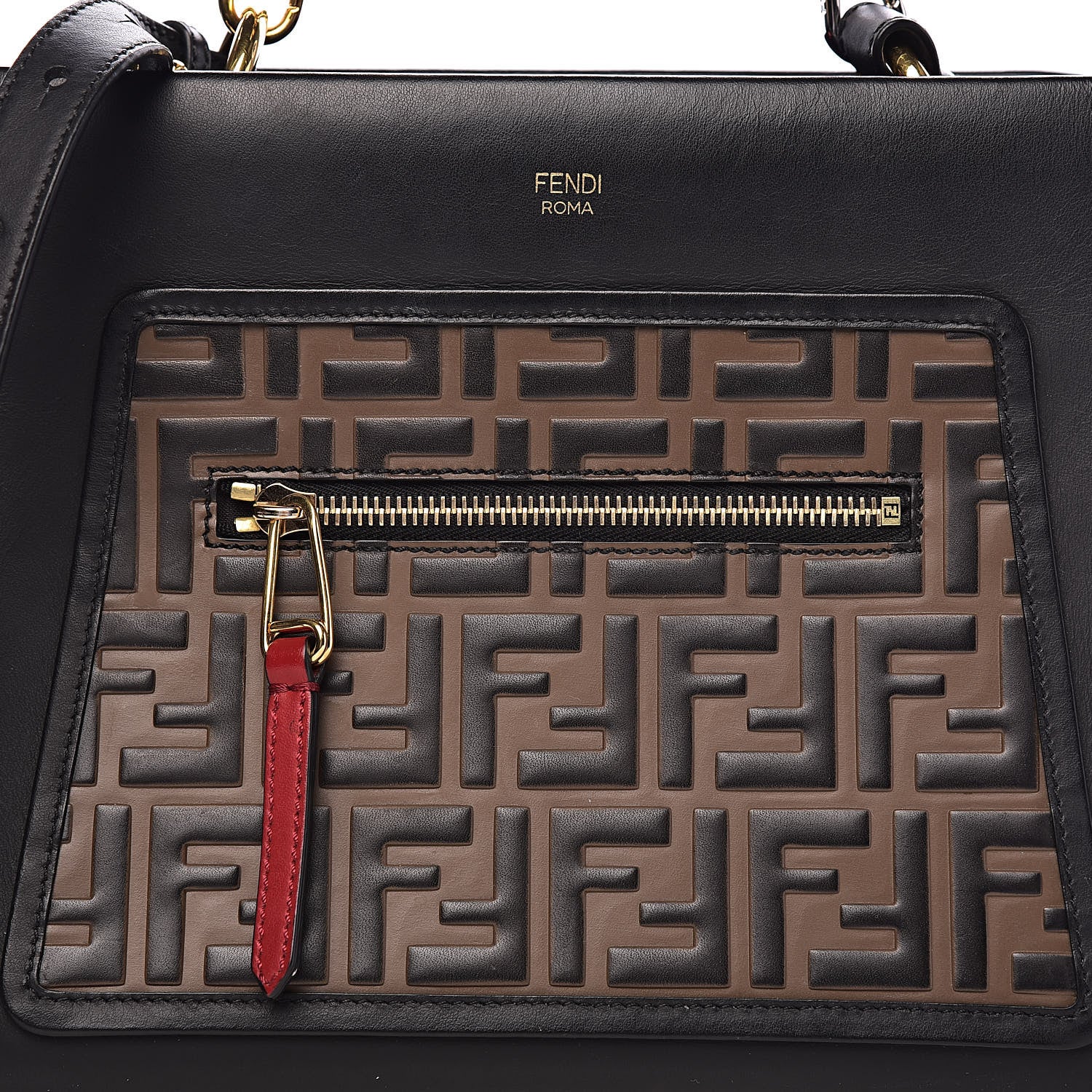 Fendi Vitello Century F is Fendi FF 1974 Embossed Small Runaway Satchel Black Maya 16 of 16