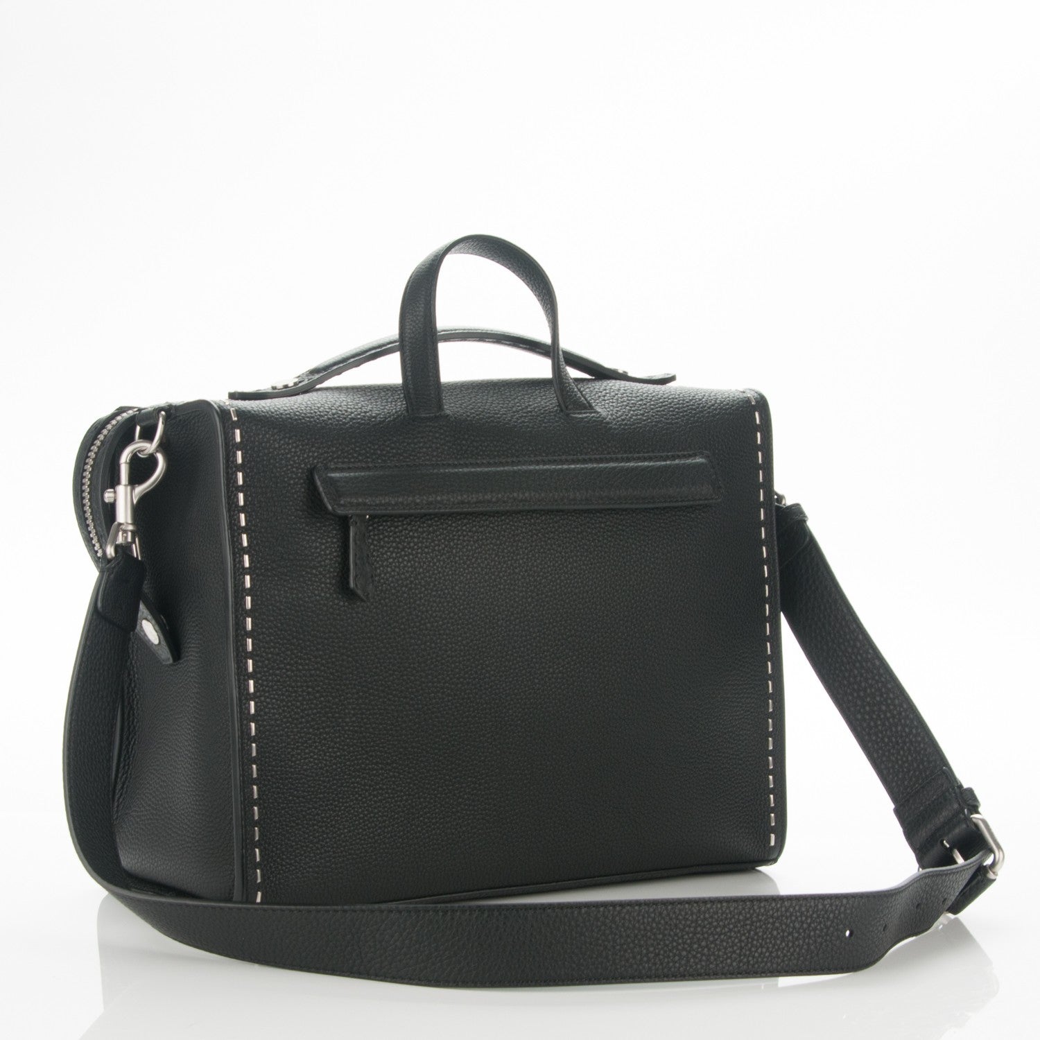 Fendi Calfskin Romano Selleria Messenger Bag Black 3 of 7