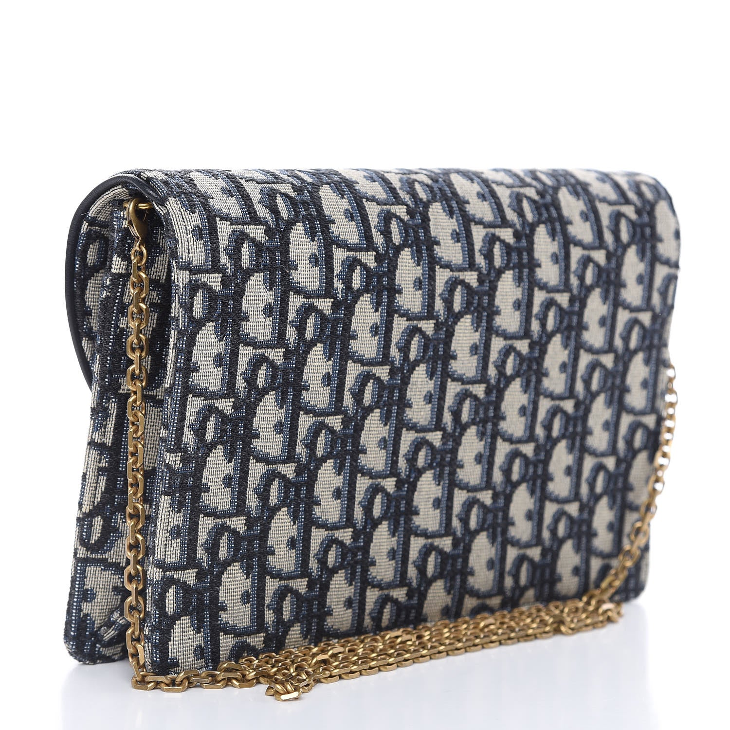 Christian Dior Oblique Saddle Chain Pouch Blue 3 of 9
