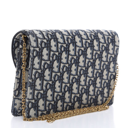 Christian Dior Oblique Saddle Chain Pouch Blue 3 of 9