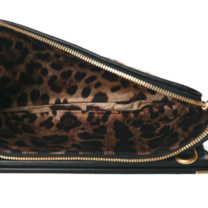 Dolce & Gabbana Calfskin Printed Clutch Black Multicolor 5 of 10
