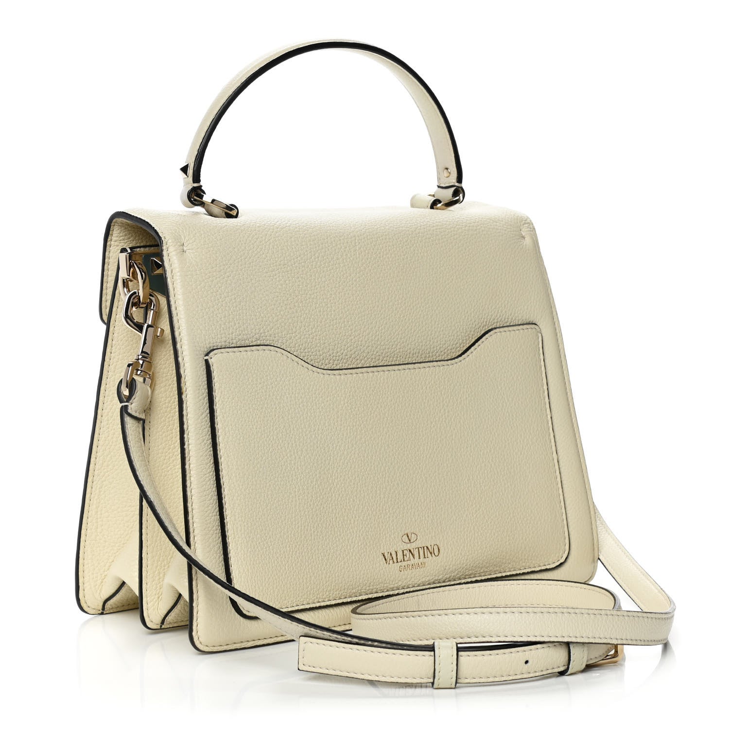 Valentino Garavani Grainy Calfskin Embossed VLTN Uptown Top Handle Bag Ivory 2 of 9