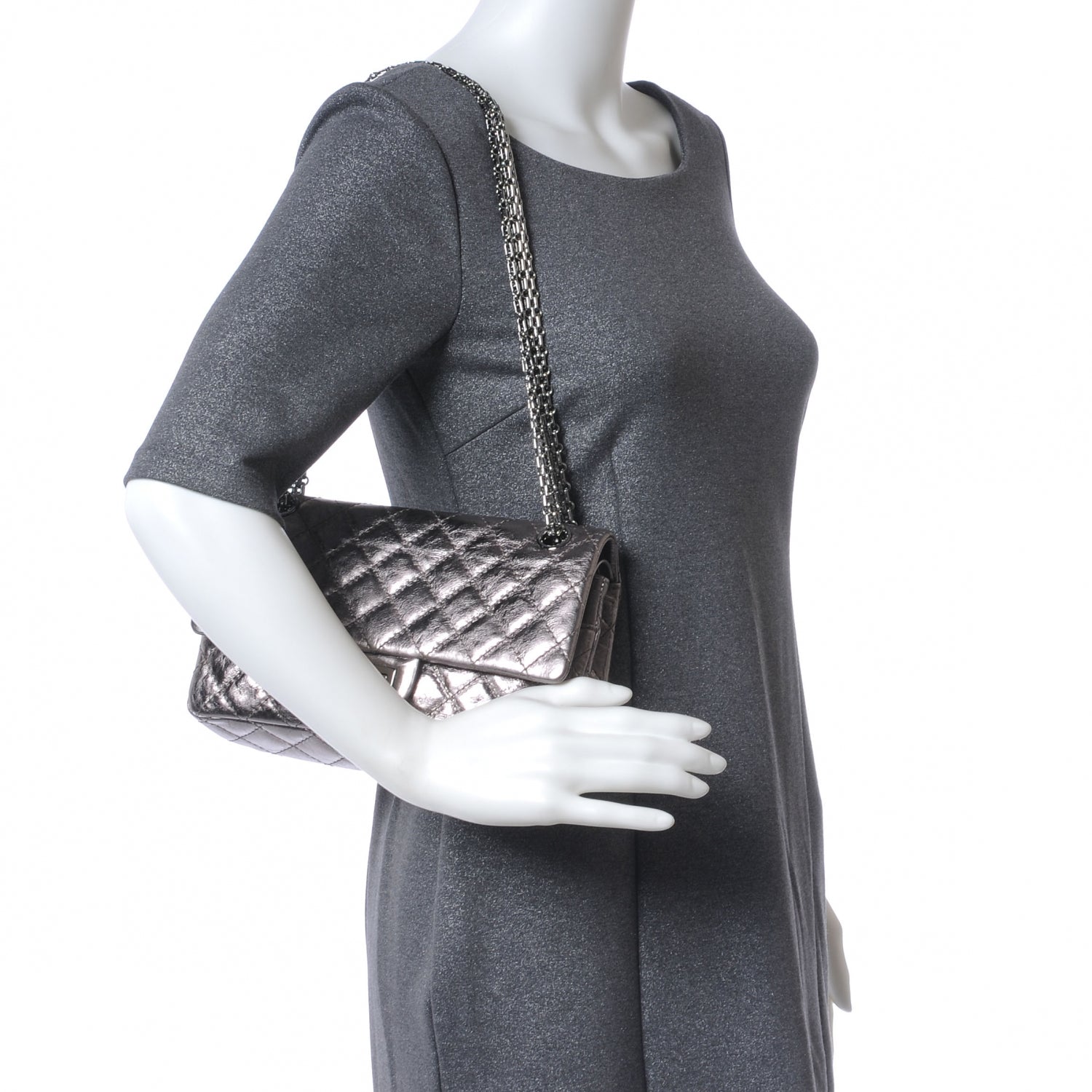 Chanel Aged Calfskin 2.55 Reissue 225 Flap Dark Silver 2 of 7