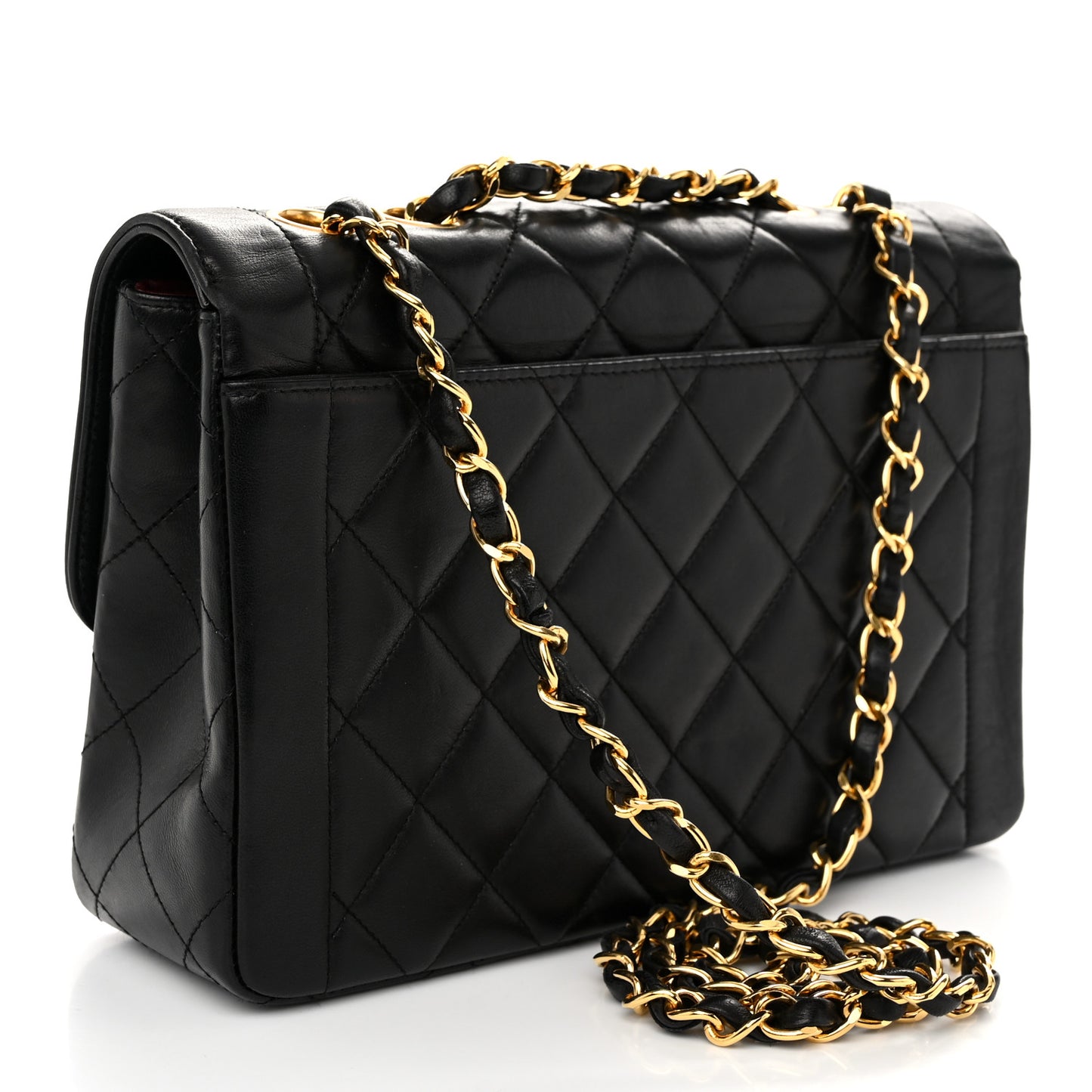 Lambskin Quilted Small Single Flap Black