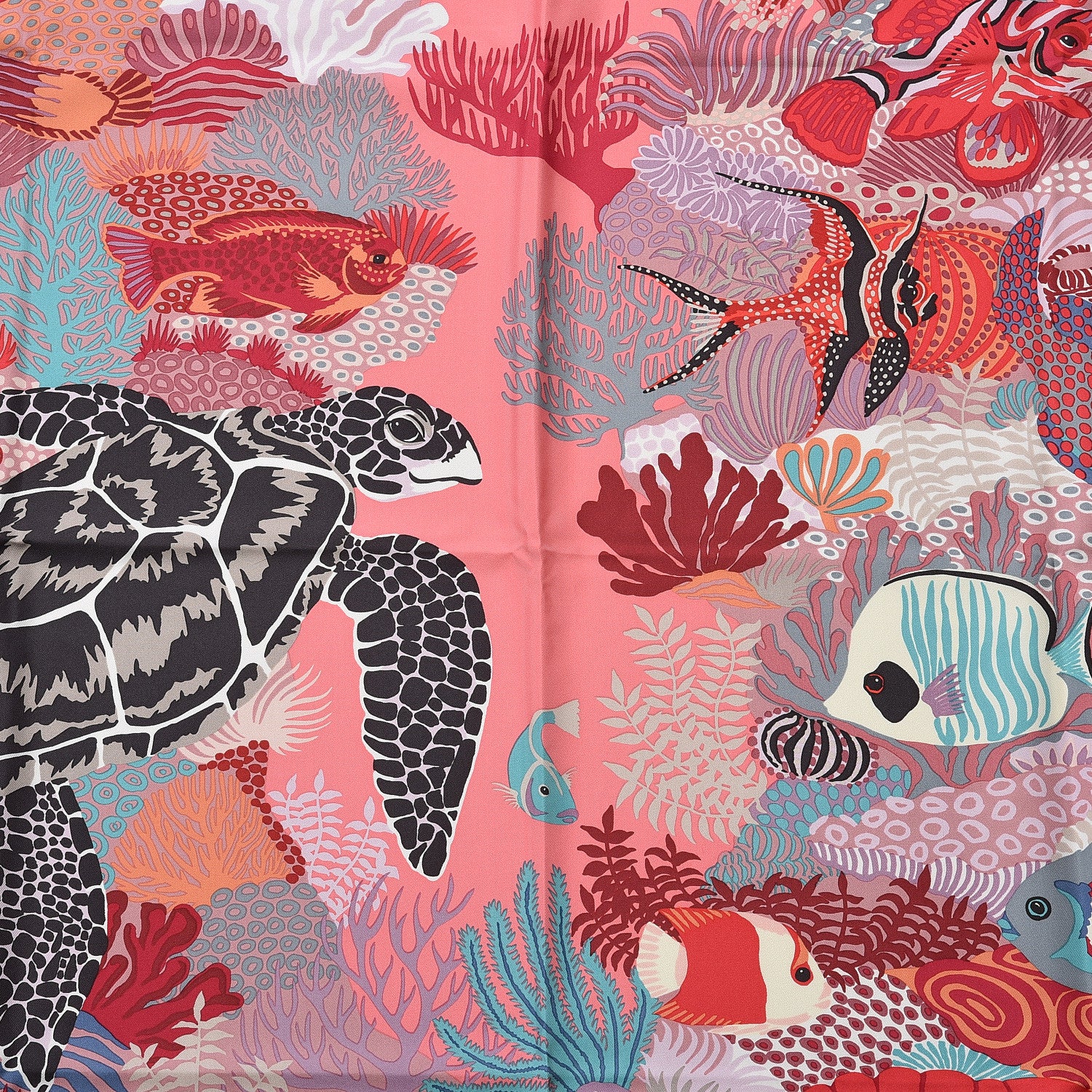 Hermes Silk Under The Waves Scarf 90 Rose Rouge Violet 2 of 4