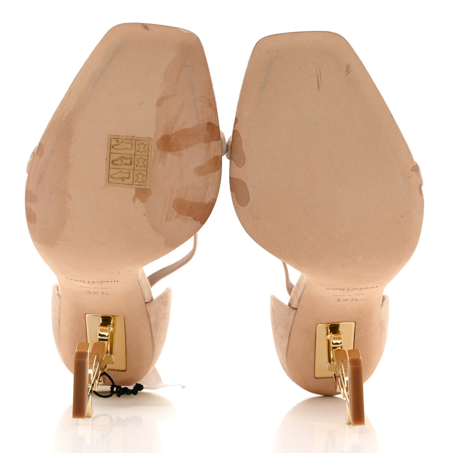 Saint Laurent Suede Calfskin Opyum 110 Sandals 39.5 Cachemere Pale Gold 5 of 10