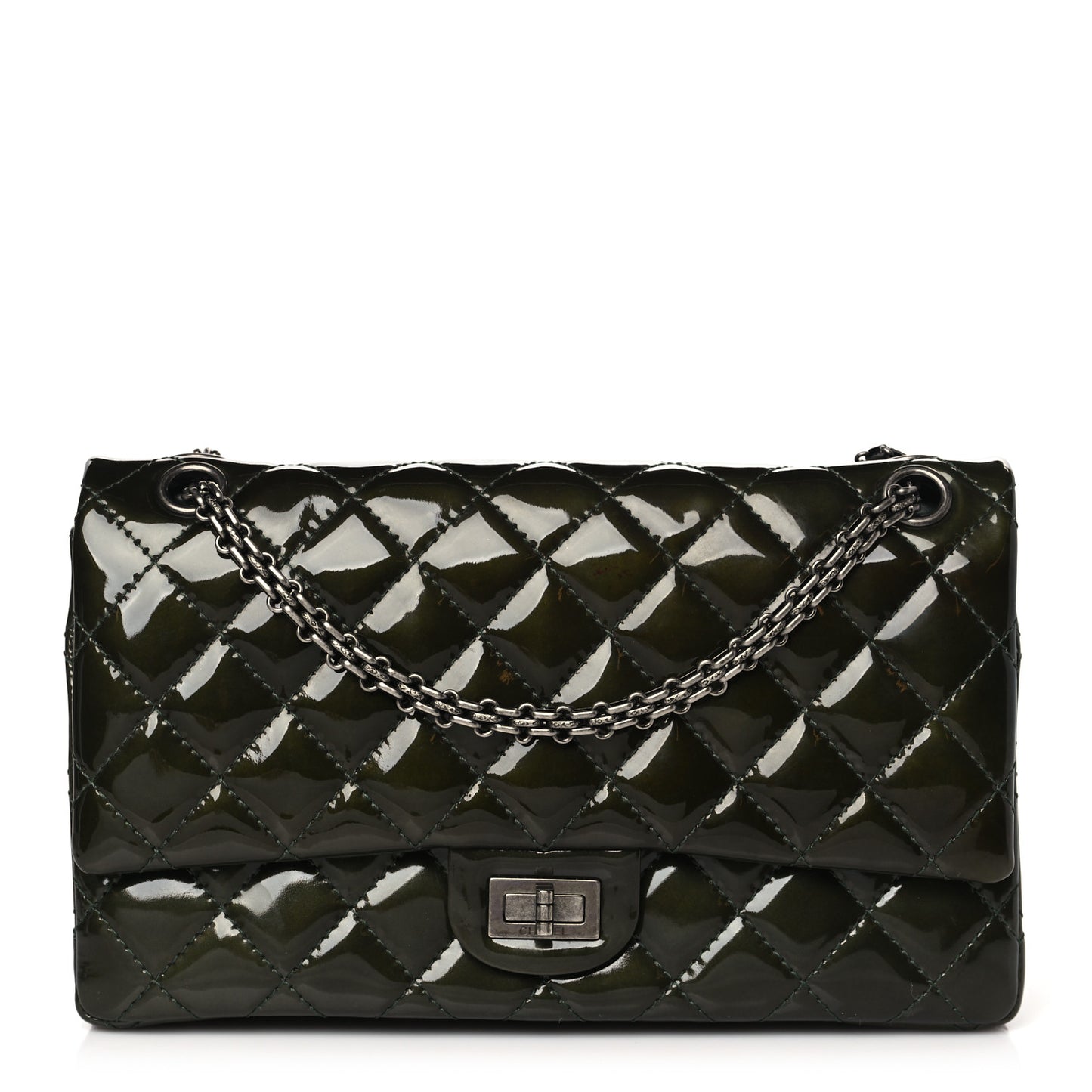 Patent Quilted 2.55 Reissue 226 Flap Green