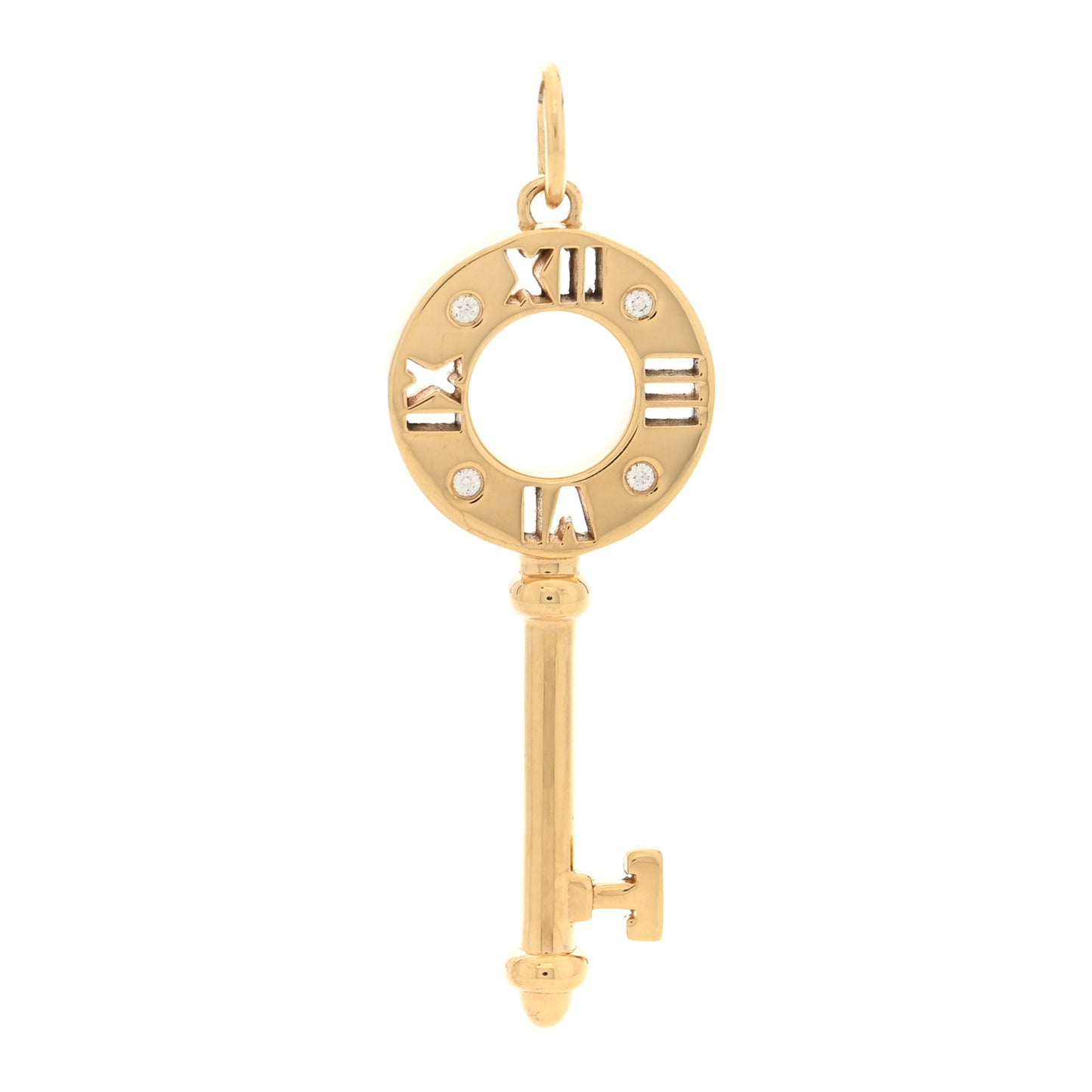 18K Yellow Gold Diamond Atlas Pierced Key Pendant