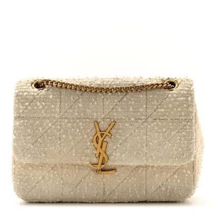 Saint Laurent Boucle Tweed Patchwork Monogram Medium Jamie Baguette Craie 1 of 13
