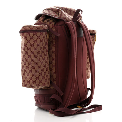 Gucci GG Monogram Script Logo Large Double Pocket Backpack Sahara Rubino Bordeaux 3 of 14