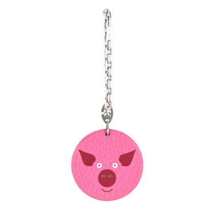 Hermes Chevre Mysore Pig Key Chain Pink Rose Shocking 1 of 4