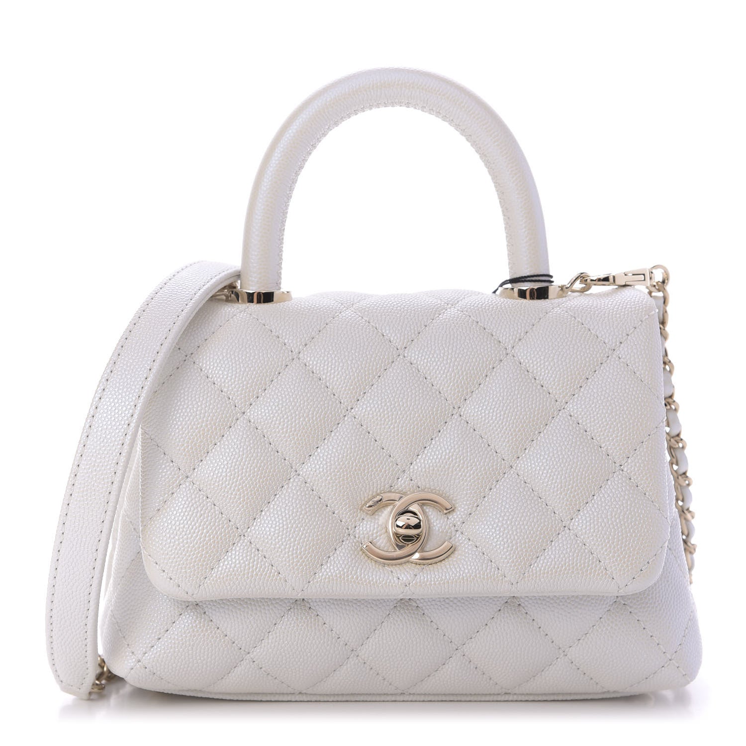 Chanel Iridescent Caviar Quilted Extra Mini Coco Handle Flap Ivory 1 of 10