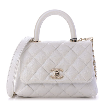 Chanel Iridescent Caviar Quilted Extra Mini Coco Handle Flap Ivory 1 of 10