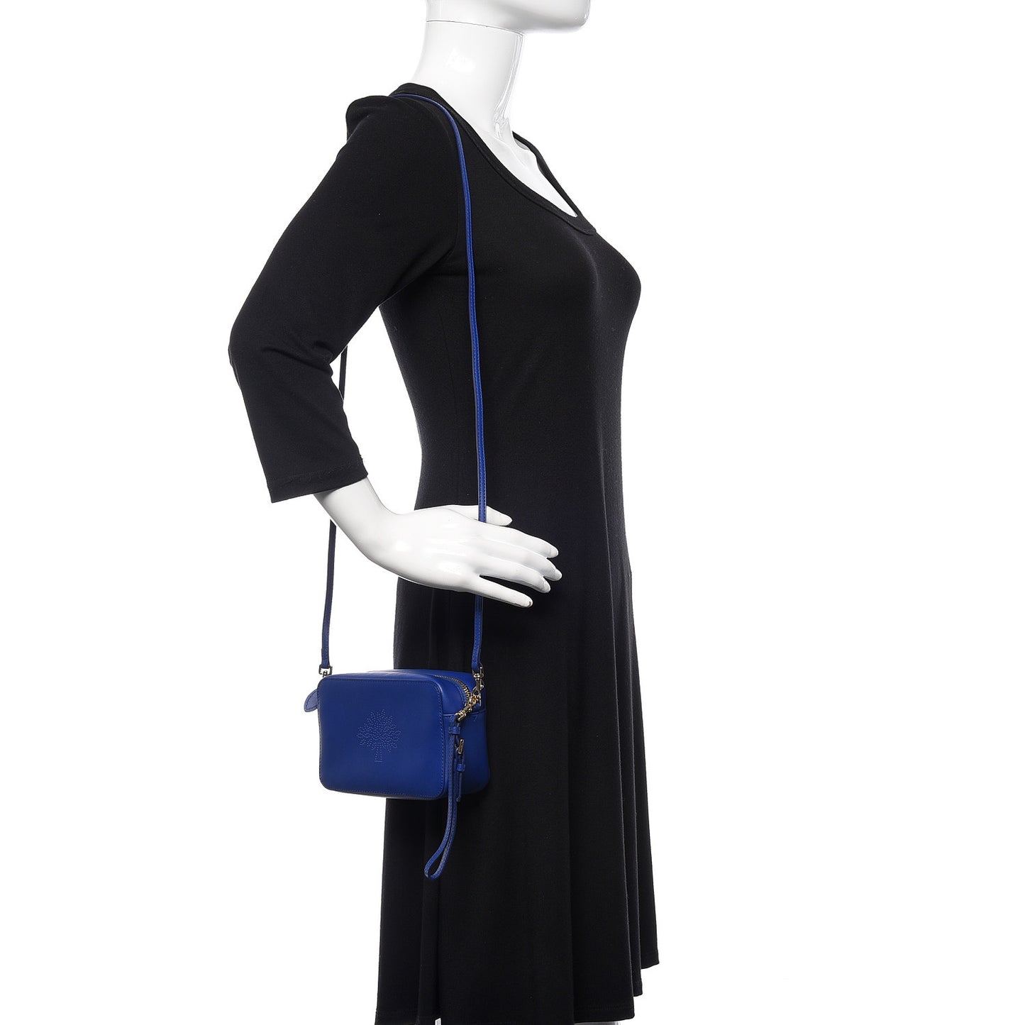 Calfskin Nappa Blossom Pochette With Strap Neon Blue