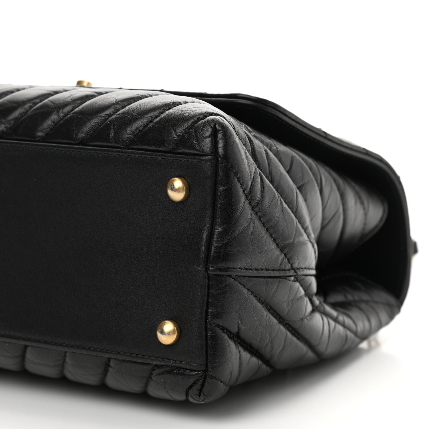 Chanel Aged Calfskin Chevron Quilted Small Coco Handle Flap Black 10 of 10