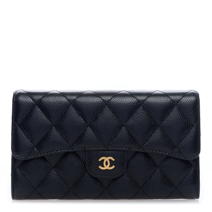 Chanel Caviar Quilted Long Flap Wallet Black 1 of 7
