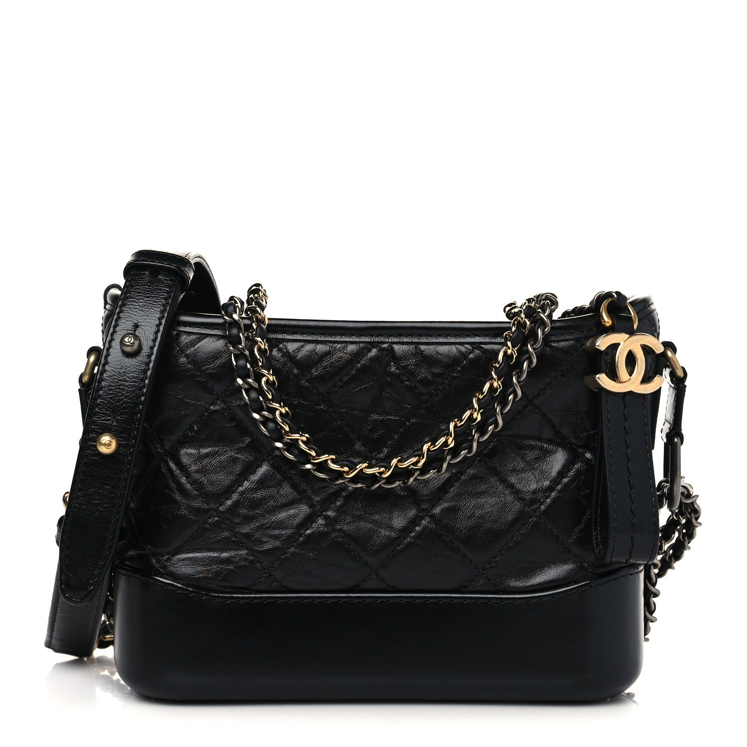Chanel Aged Calfskin Quilted Small Gabrielle Hobo Black 1 of 7
