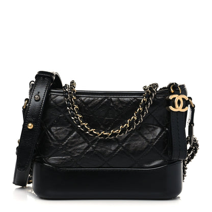 Chanel Aged Calfskin Quilted Small Gabrielle Hobo Black 1 of 7