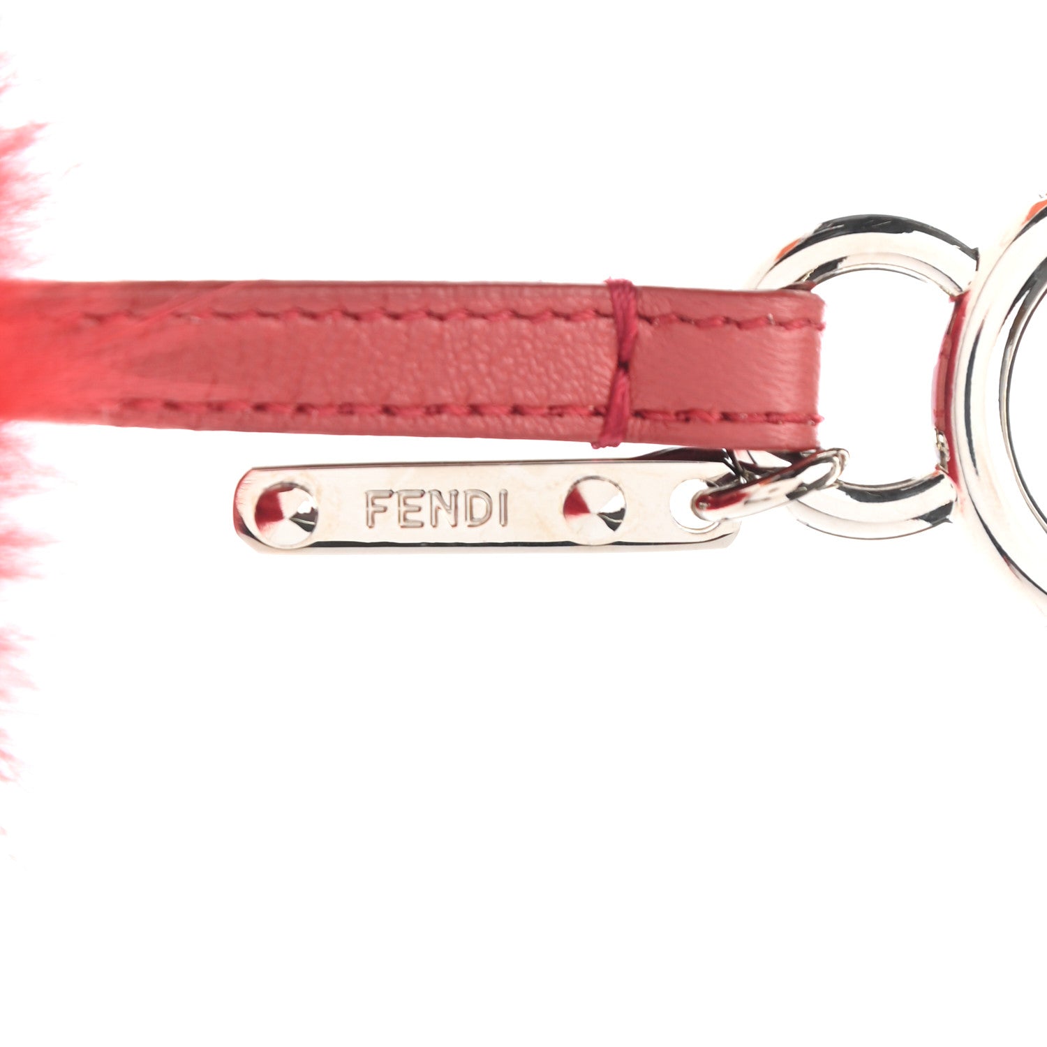 Fendi Fox Fur Pom Pom Bag Charm Red 3 of 4