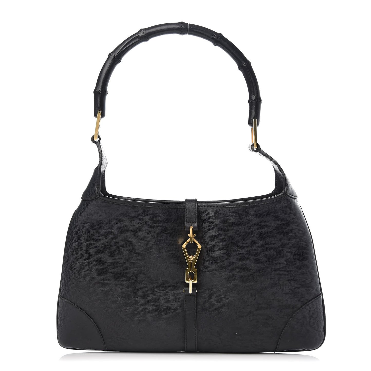 Calfskin Lobster Clasp Lock Jackie O Hobo Black