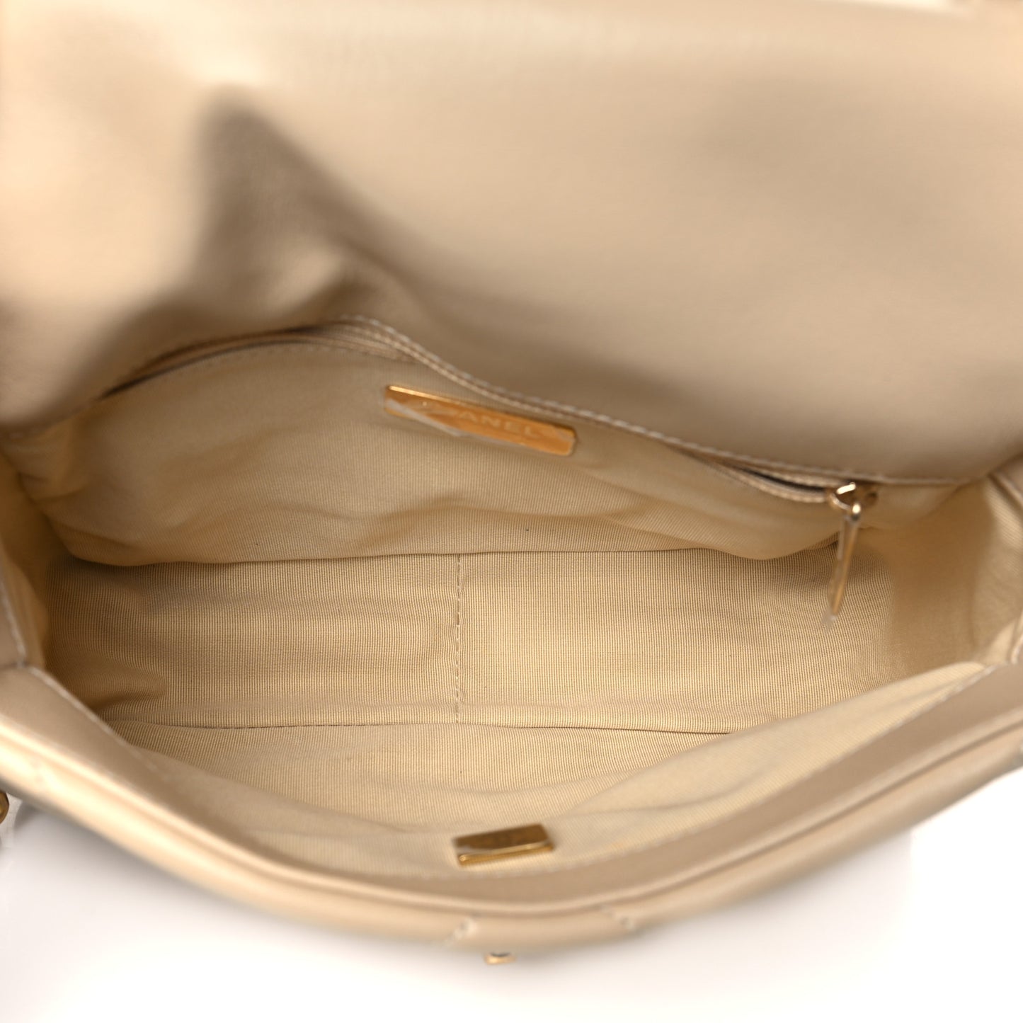 Lambskin Quilted Medium Chanel 19 Flap Beige