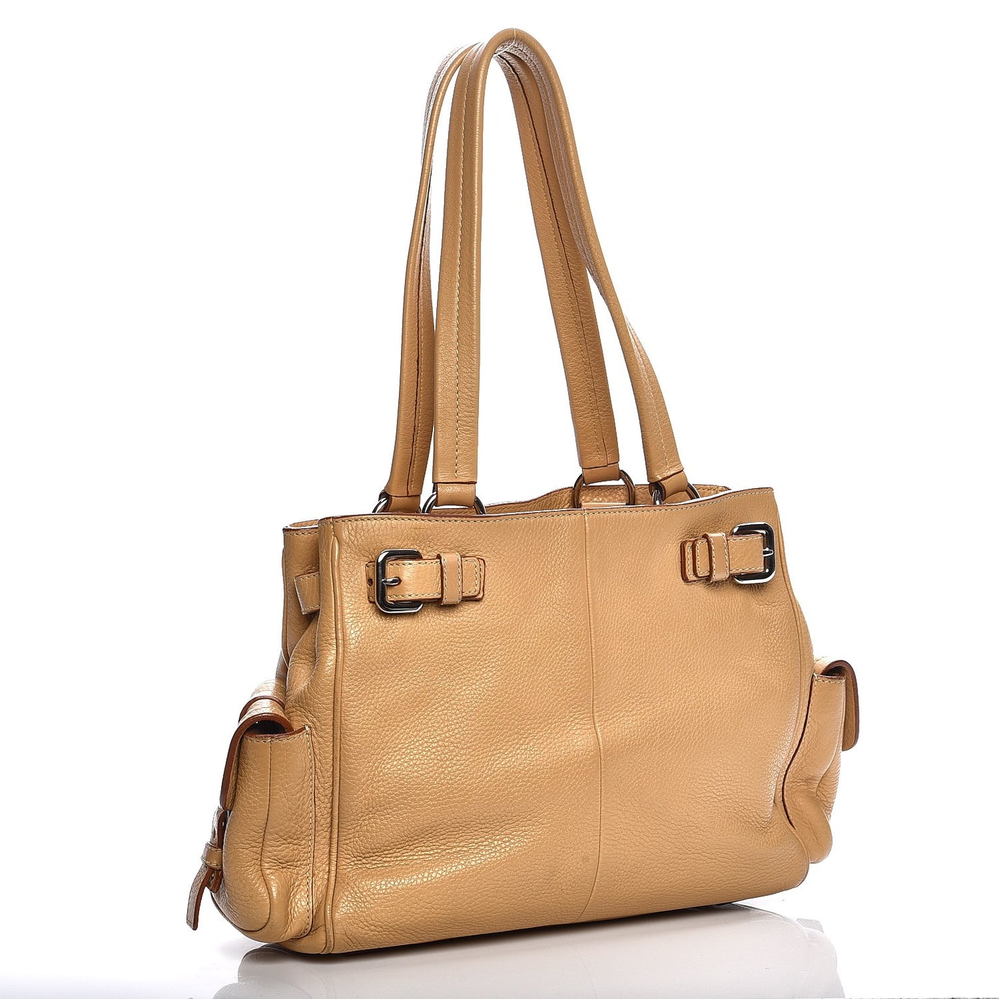 Vitello Daino Buckle Shoulder Bag Sabbia