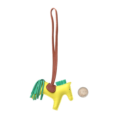 Hermes Milo Lambskin Grigri Rodeo Horse Bag Charm PM Lime Cactus Gold 2 of 4