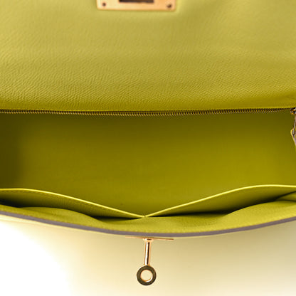 Hermes Epsom Kelly Sellier 32 Lime 5 of 9