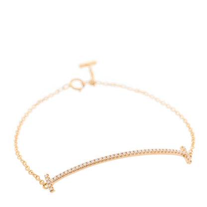 Tiffany 18K Rose Gold Diamond T Smile Bracelet 1 of 5
