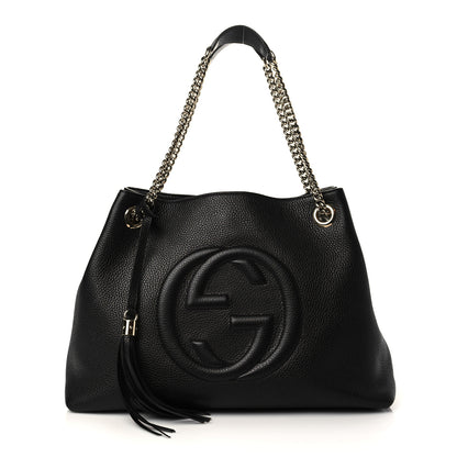 Gucci Pebbled Calfskin Medium Soho Chain Shoulder Bag Black 1 of 8