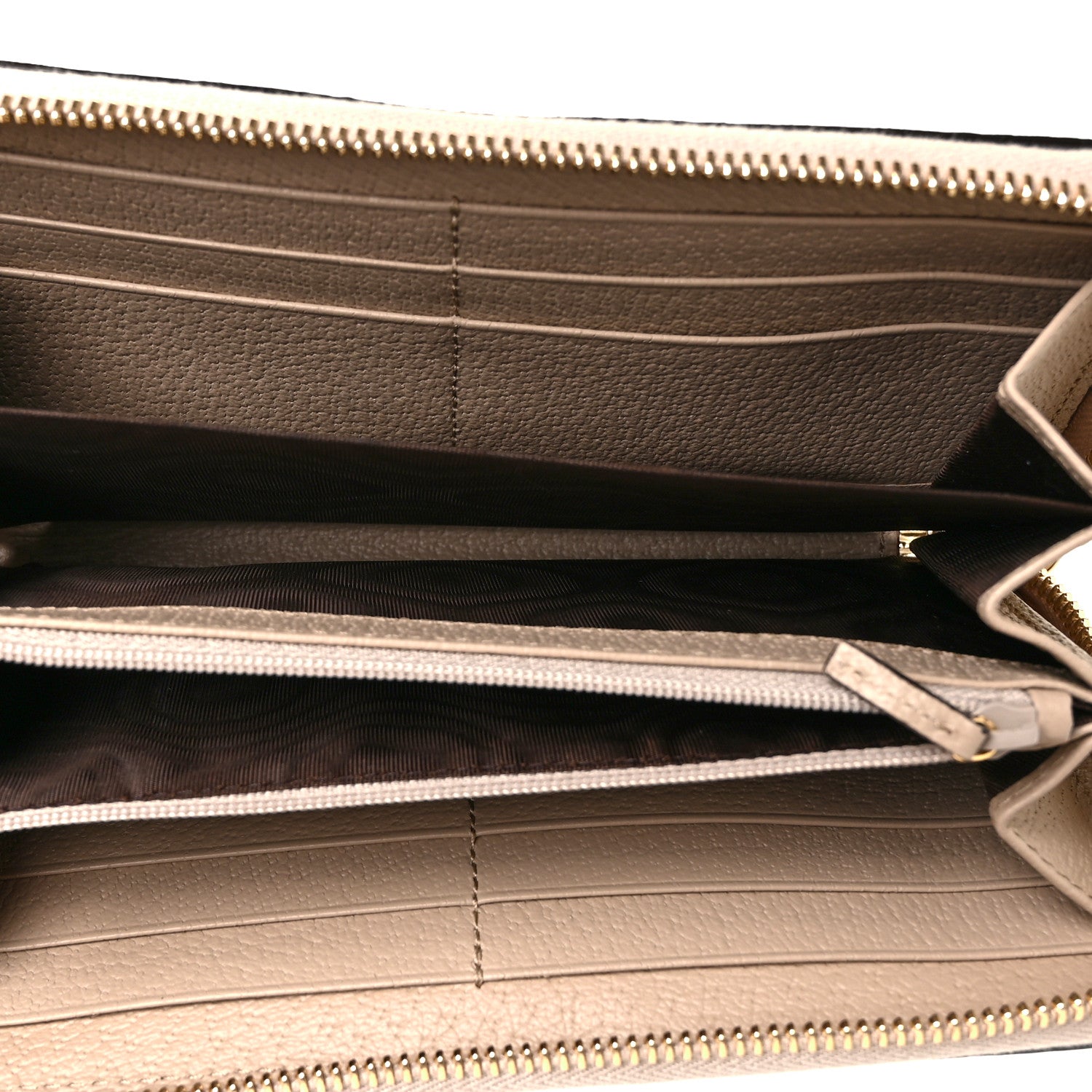 Gucci GG Supreme Monogram Textured Dollar Calfskin Web Ophidia Zip Around Wallet Beige Mystic White Oatmeal 5 of 8