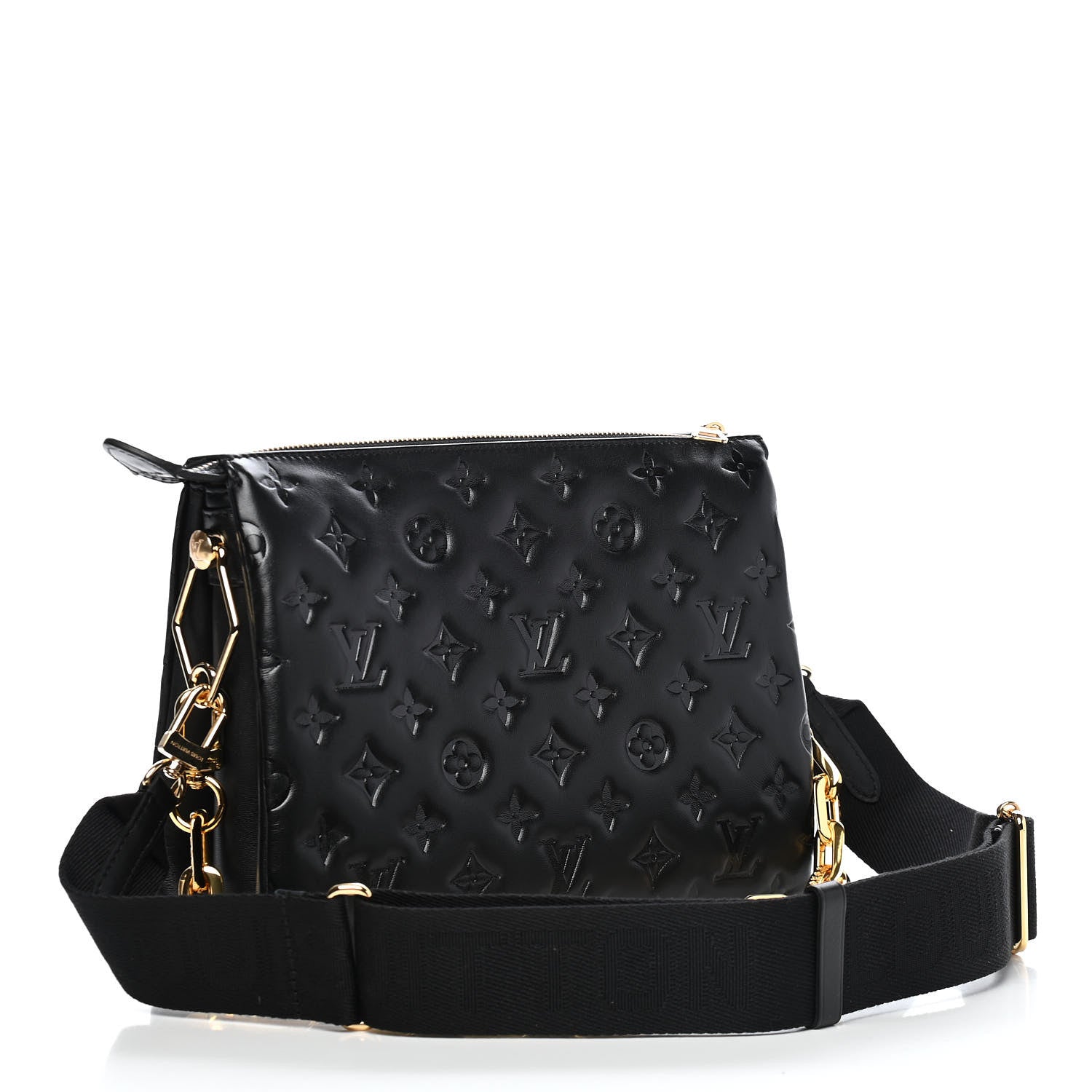 Louis Vuitton Lambskin Embossed Monogram Coussin PM Black 3 of 8
