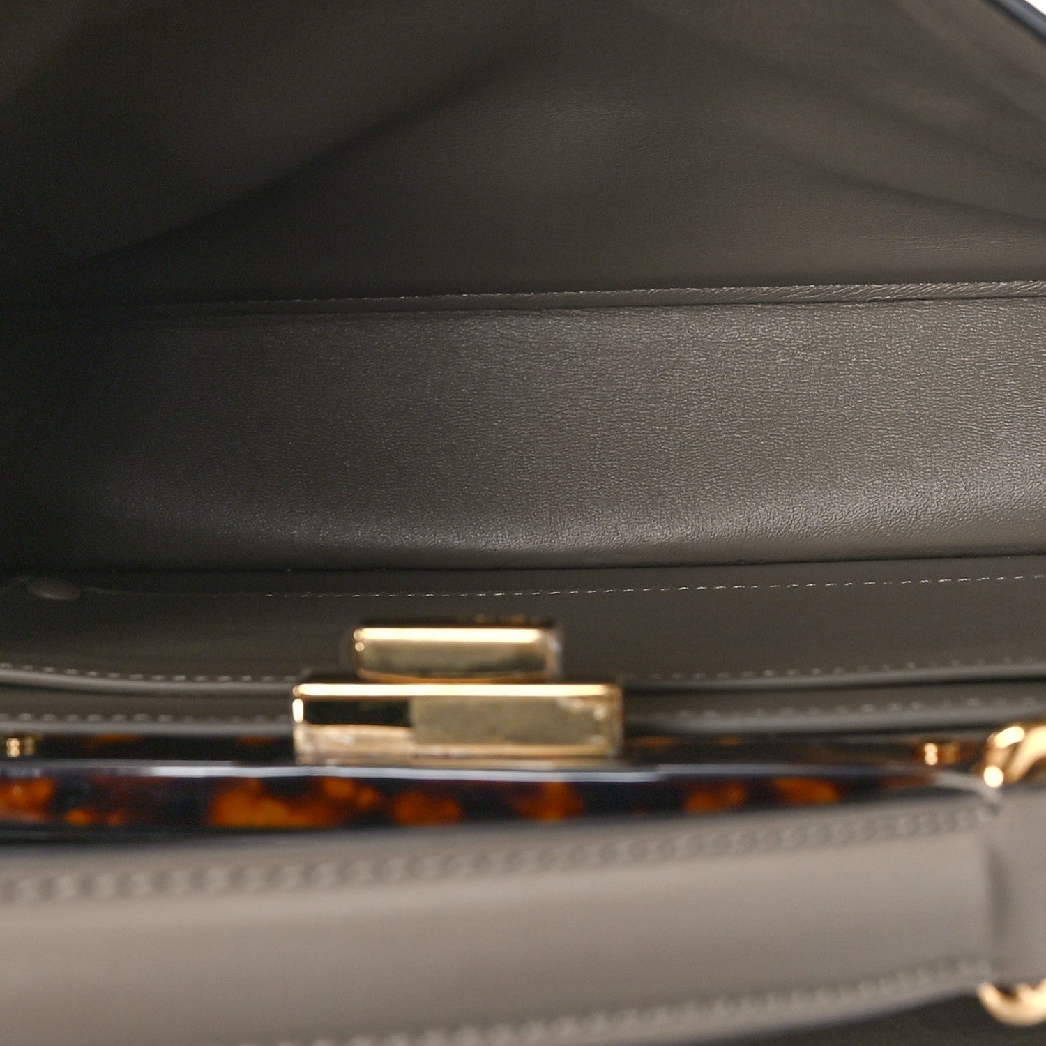 Fendi Vitello Seta Shiny Nappa Plexiglass Medium Peekaboo I SEE U Satchel Tortora 5 of 8