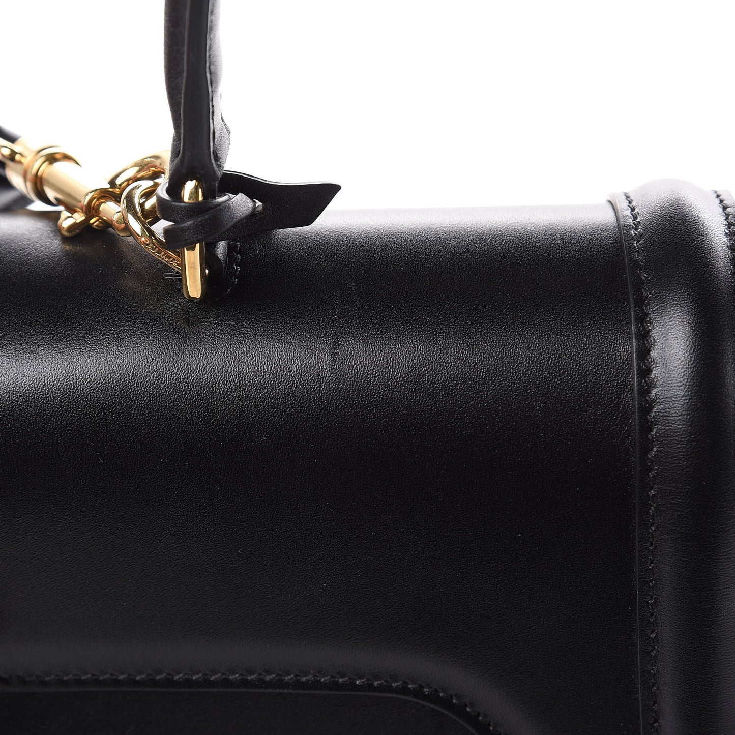 Satinated Calfskin Medium 16 Top Handle Bag Black