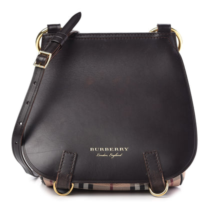 Burberry Haymarket Check Large Bridle Saddle Bag Dark Clove Brown 1 of 10