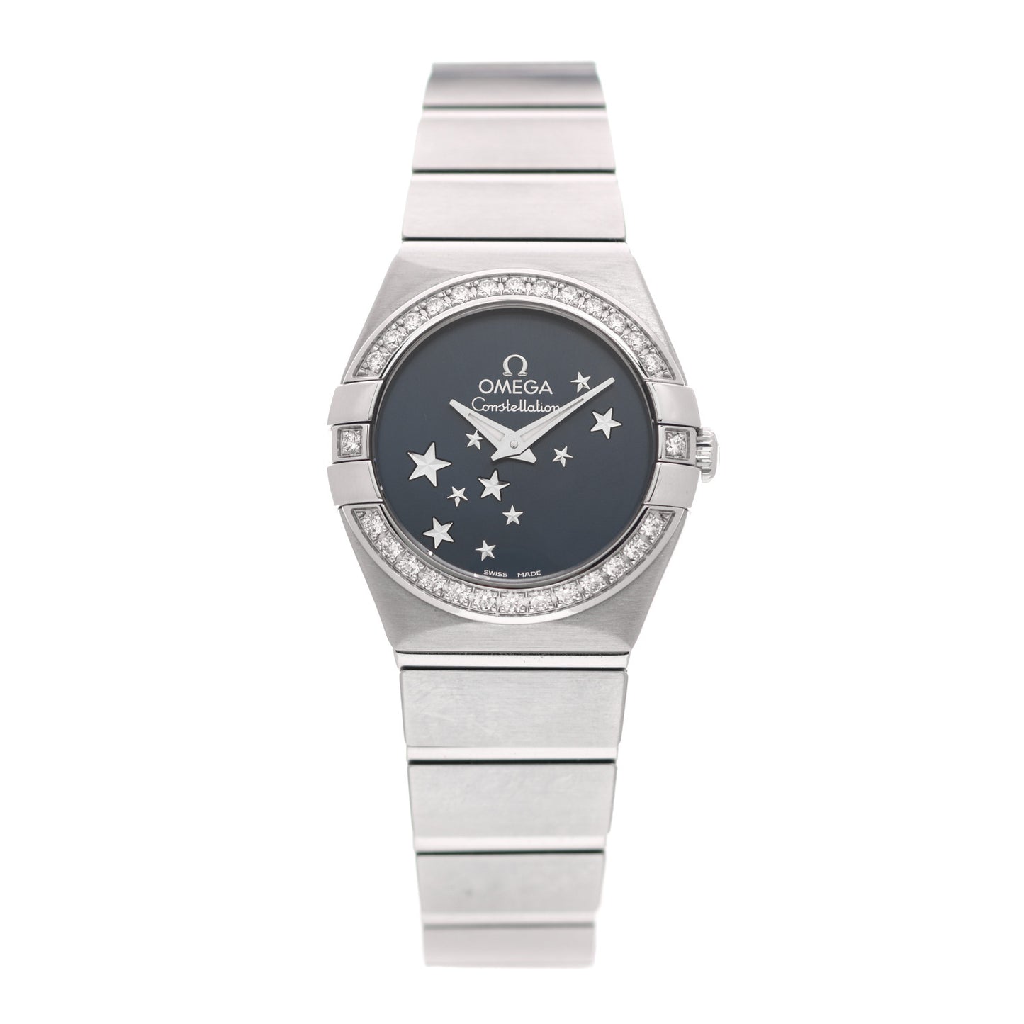 Stainless Steel Diamond Bezel 24mm Constellation Quartz Watch Blue 123.15.24.60.03.001