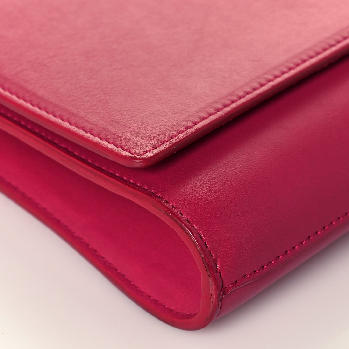Calfskin Classic Y Ligne Clutch Fuchsia