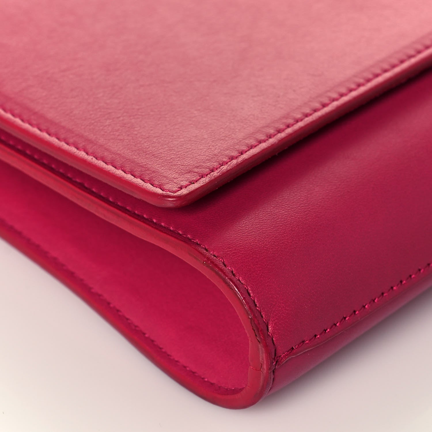 Saint Laurent Calfskin Classic Y Ligne Clutch Fuchsia 8 of 20